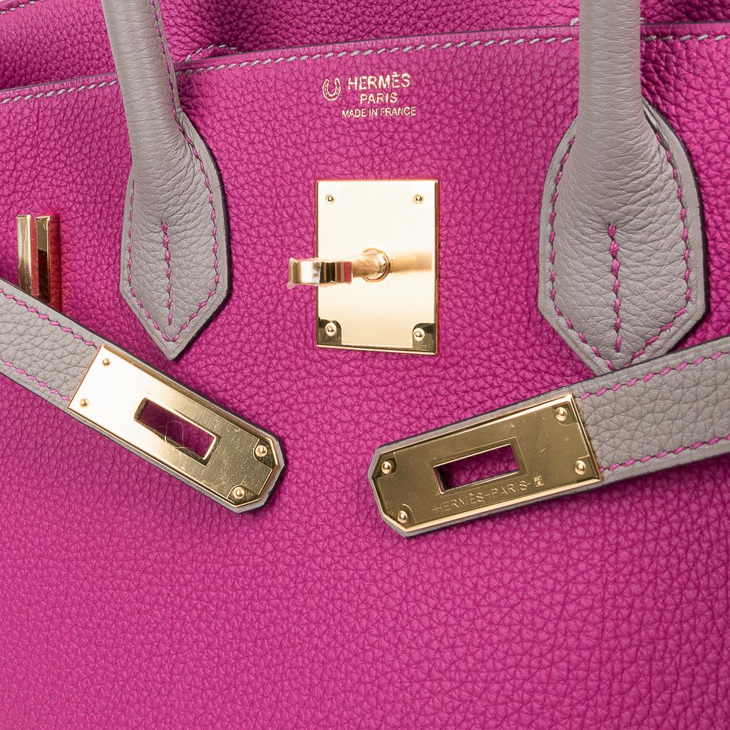 Hermes Birkin 30 Bag HSS Rose Pourpre Gris Asphalte Togo Gold Hardware For Sale 1