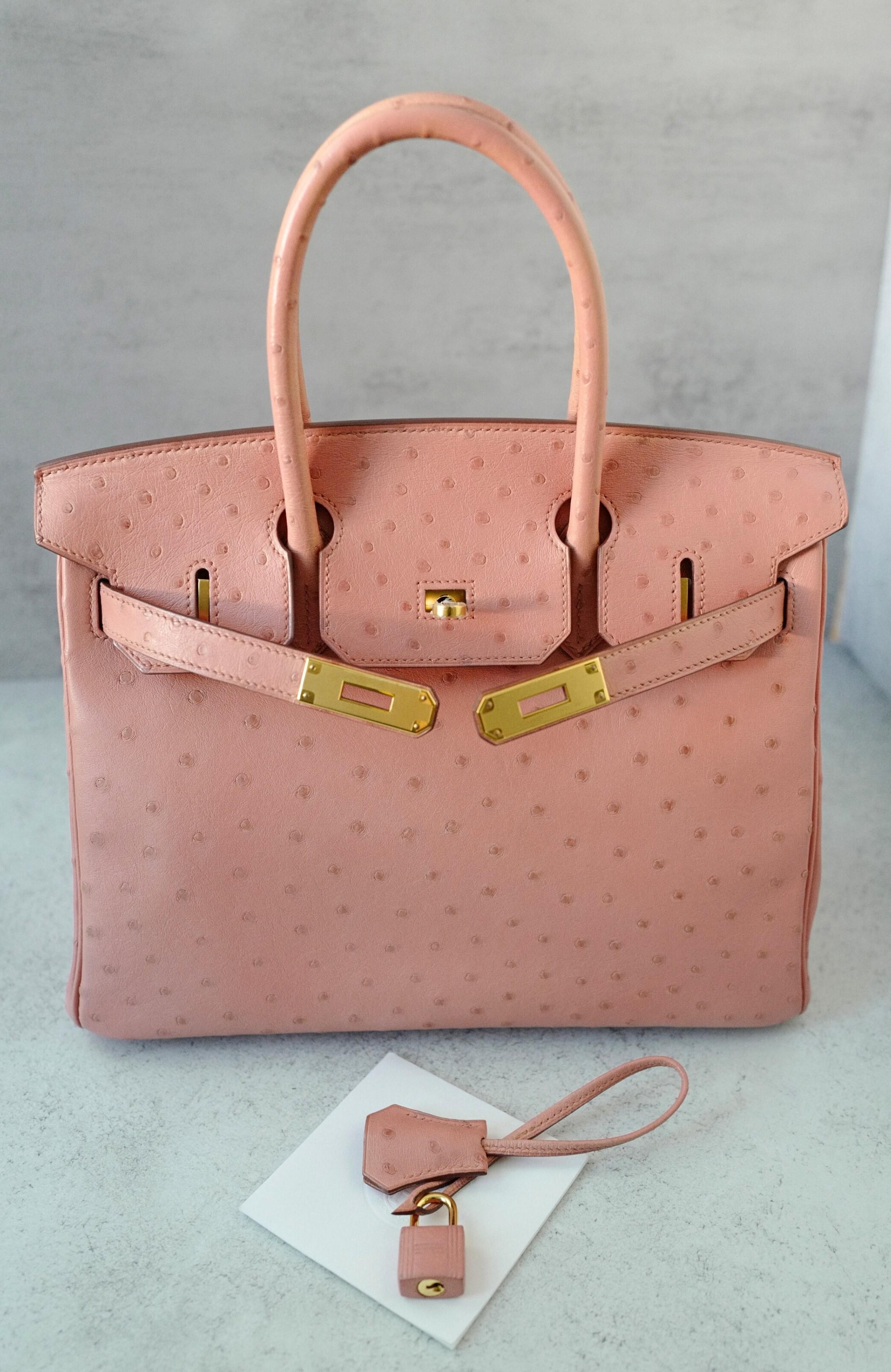 Hermès Birkin 30 Bag in Terre Cuite Ostrich with Gold Hardware en vente 7