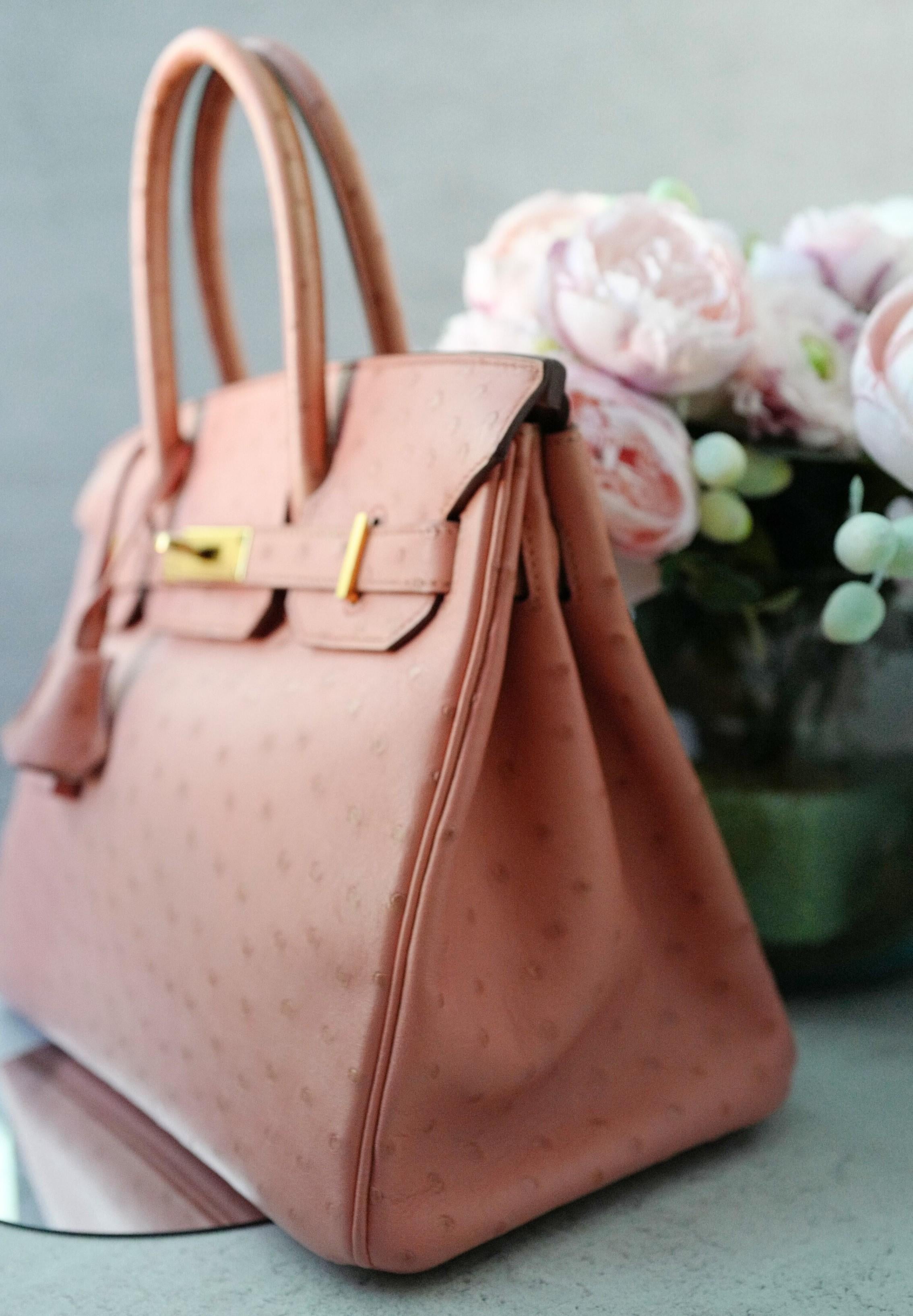 Hermès Birkin 30 Bag in Terre Cuite Ostrich with Gold Hardware en vente 12