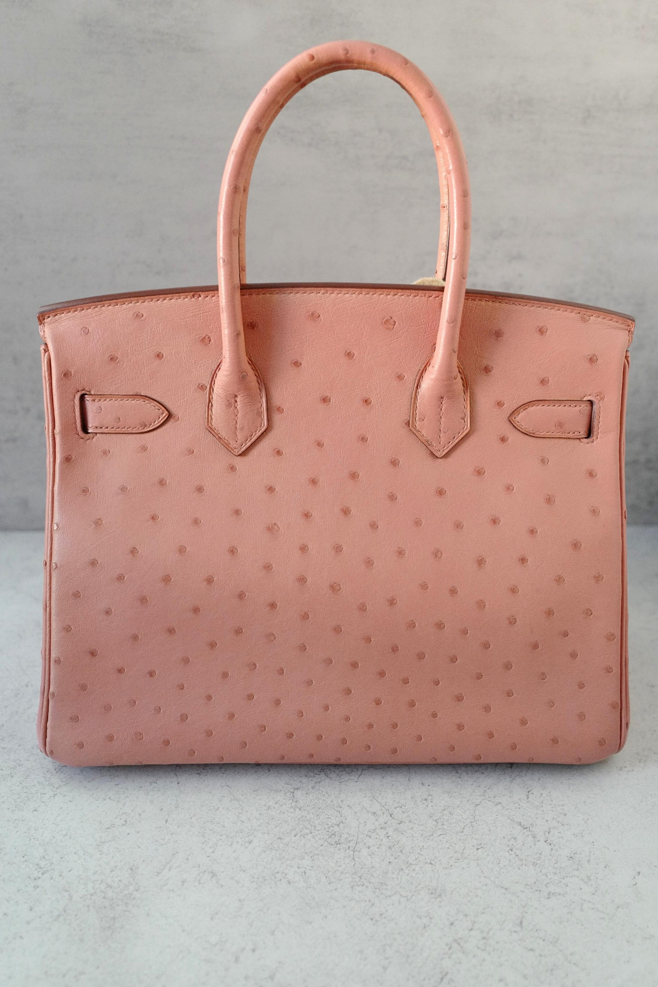 Or Hermès Birkin 30 Bag in Terre Cuite Ostrich with Gold Hardware en vente