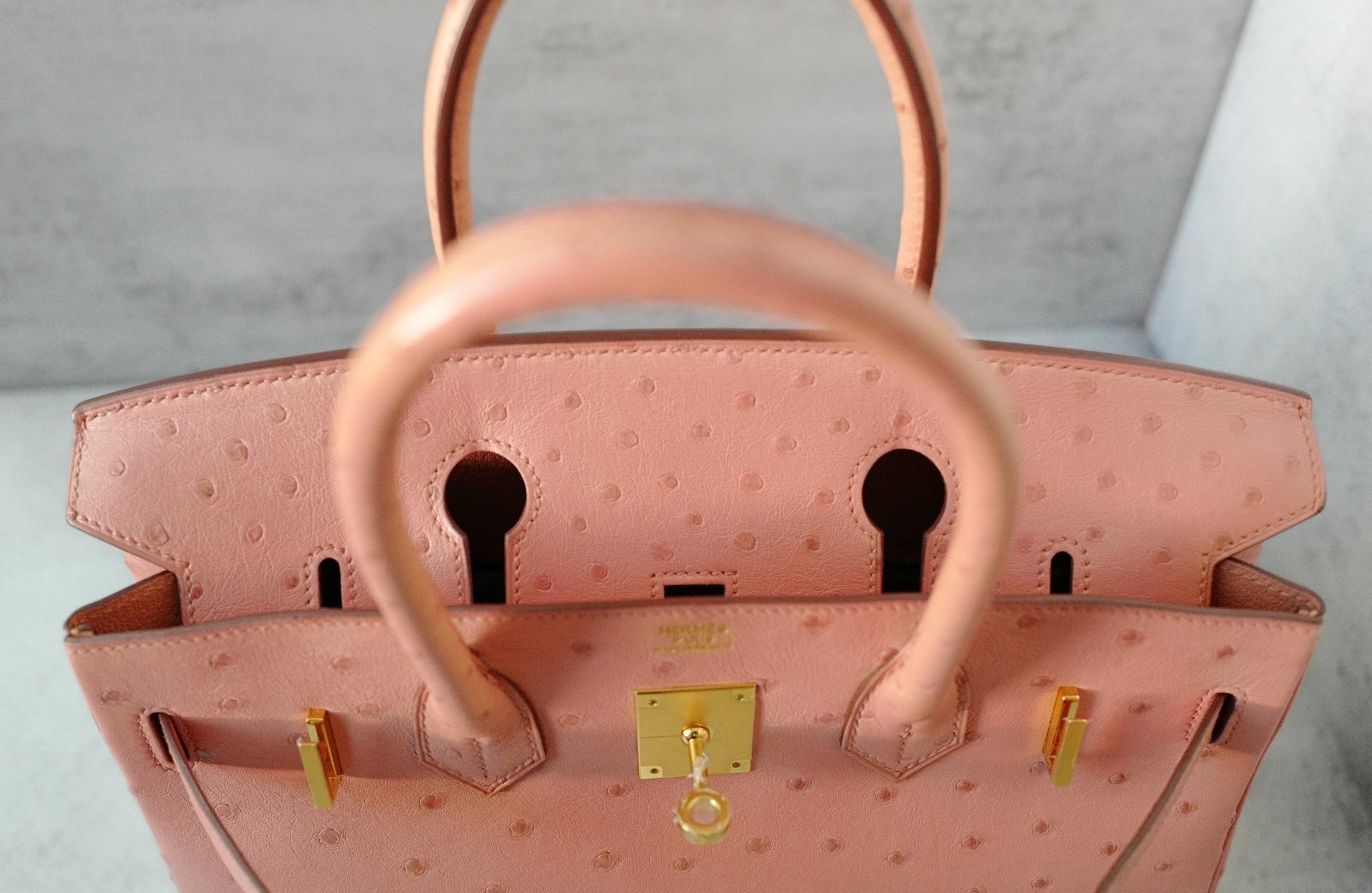 Hermès Birkin 30 Bag in Terre Cuite Ostrich with Gold Hardware Bon état - En vente à Forest Park, GA