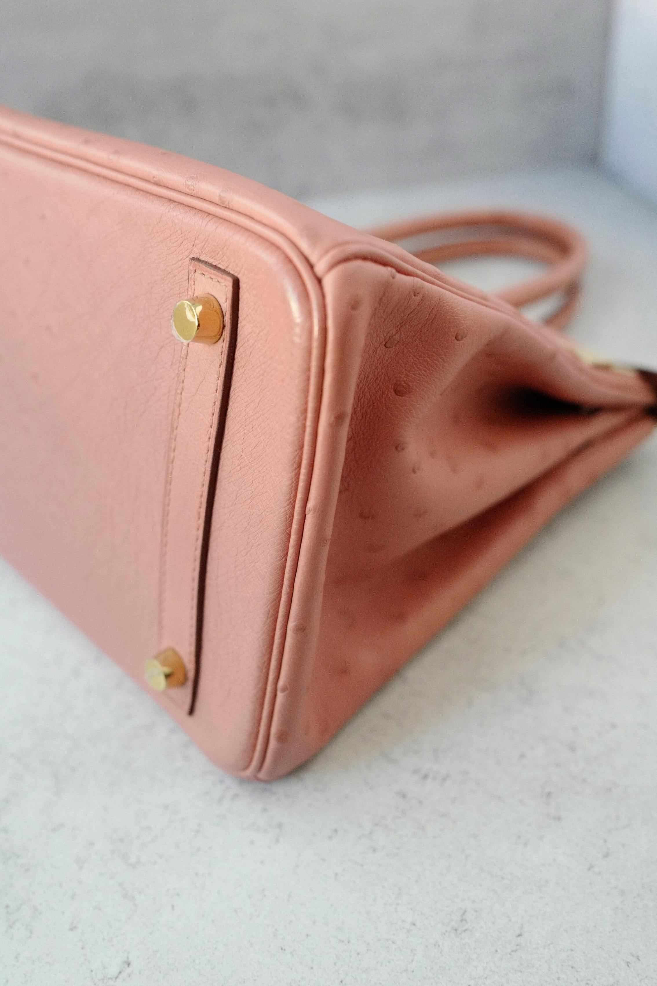 Hermès Birkin 30 Bag in Terre Cuite Ostrich with Gold Hardware en vente 3