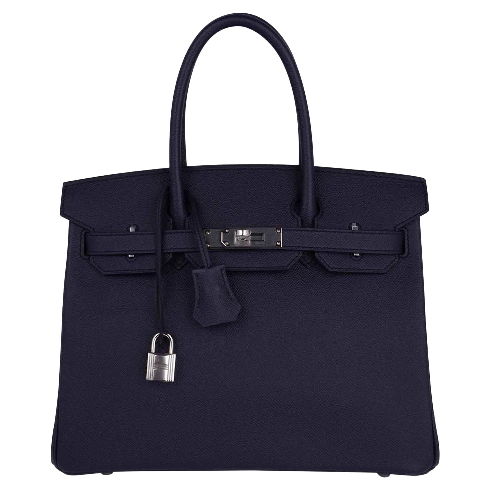 Hermes Birkin 30 Bag Indigo Epsom Palladium Hardware New w/ Box For Sale