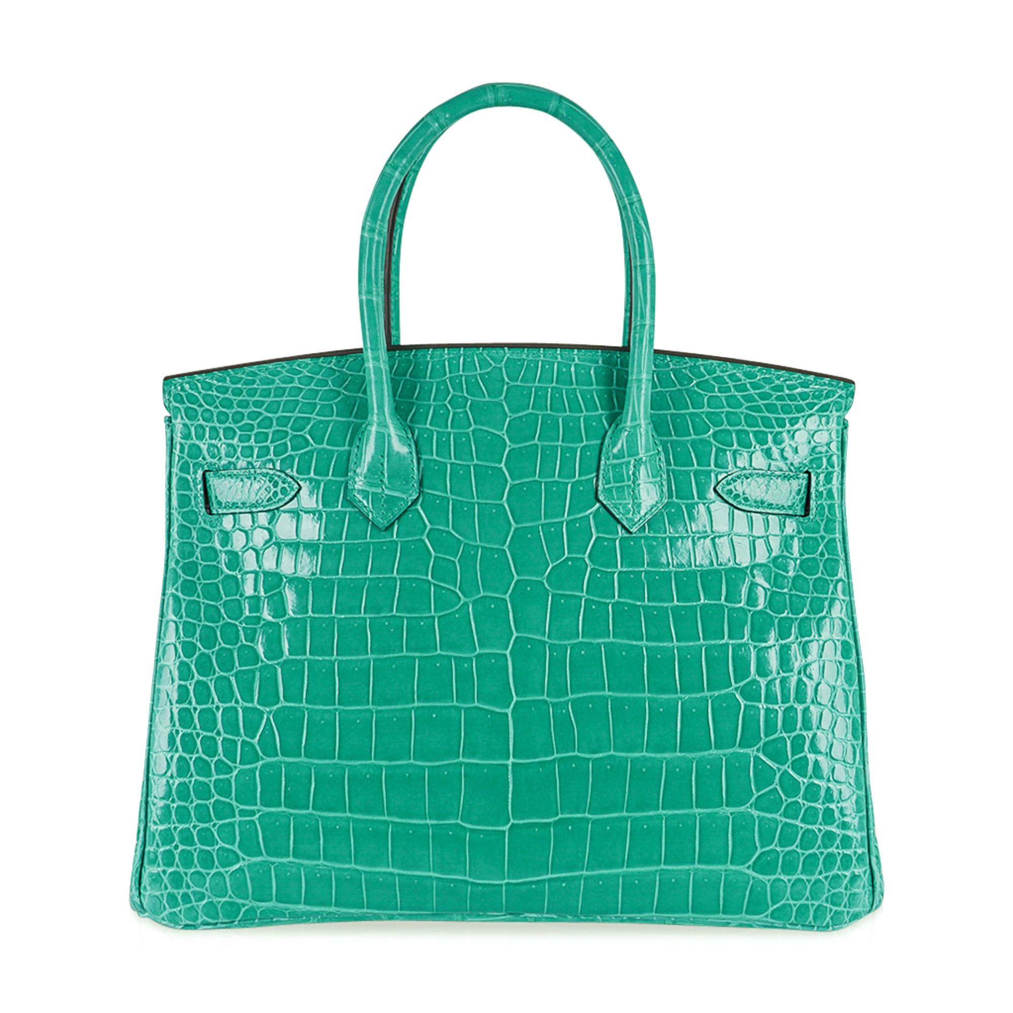 Hermes Birkin 30 Tasche Jade Porosus Krokodil Gold Hardware Neu w/Kasten 4