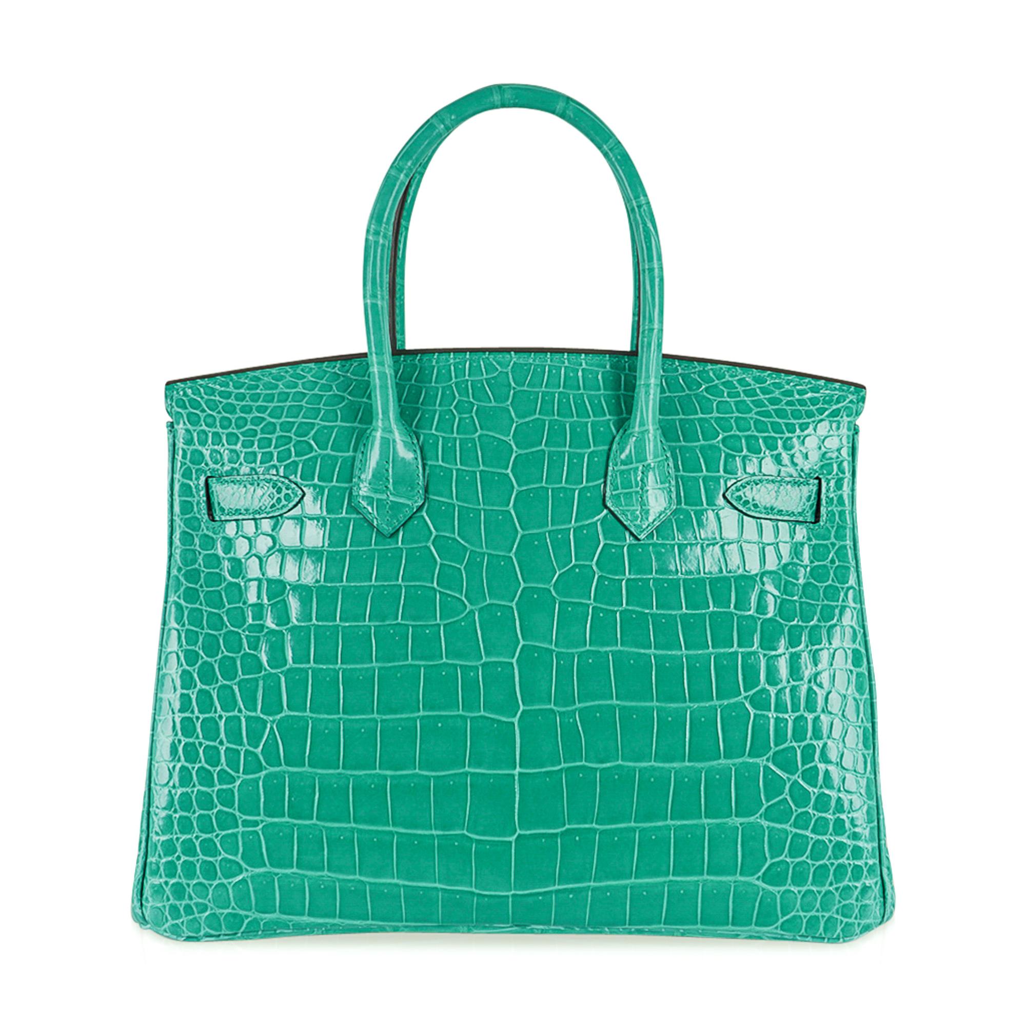 Hermes Birkin 30 Bag Jade Porosus Crocodile Gold Hardware New w/Box 1