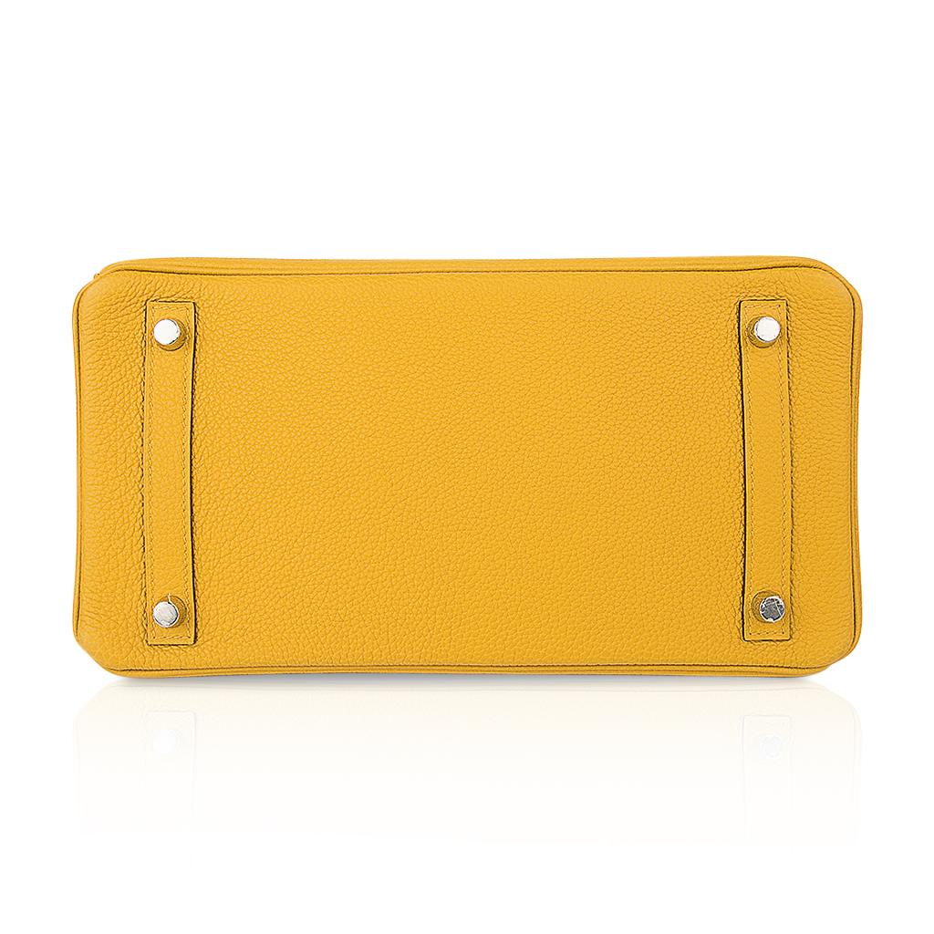 Sac Hermès Birkin 30 jaune ambré à touches de crocodile/togo finitions métalliques en palladium 6