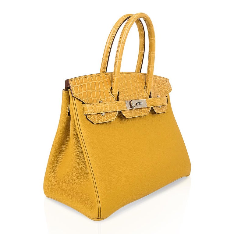 Hermès Birkin 25 HSS Togo Jaune Ambre/Gris Asphalte Brushed PHW ○ Labellov  ○ Buy and Sell Authentic Luxury
