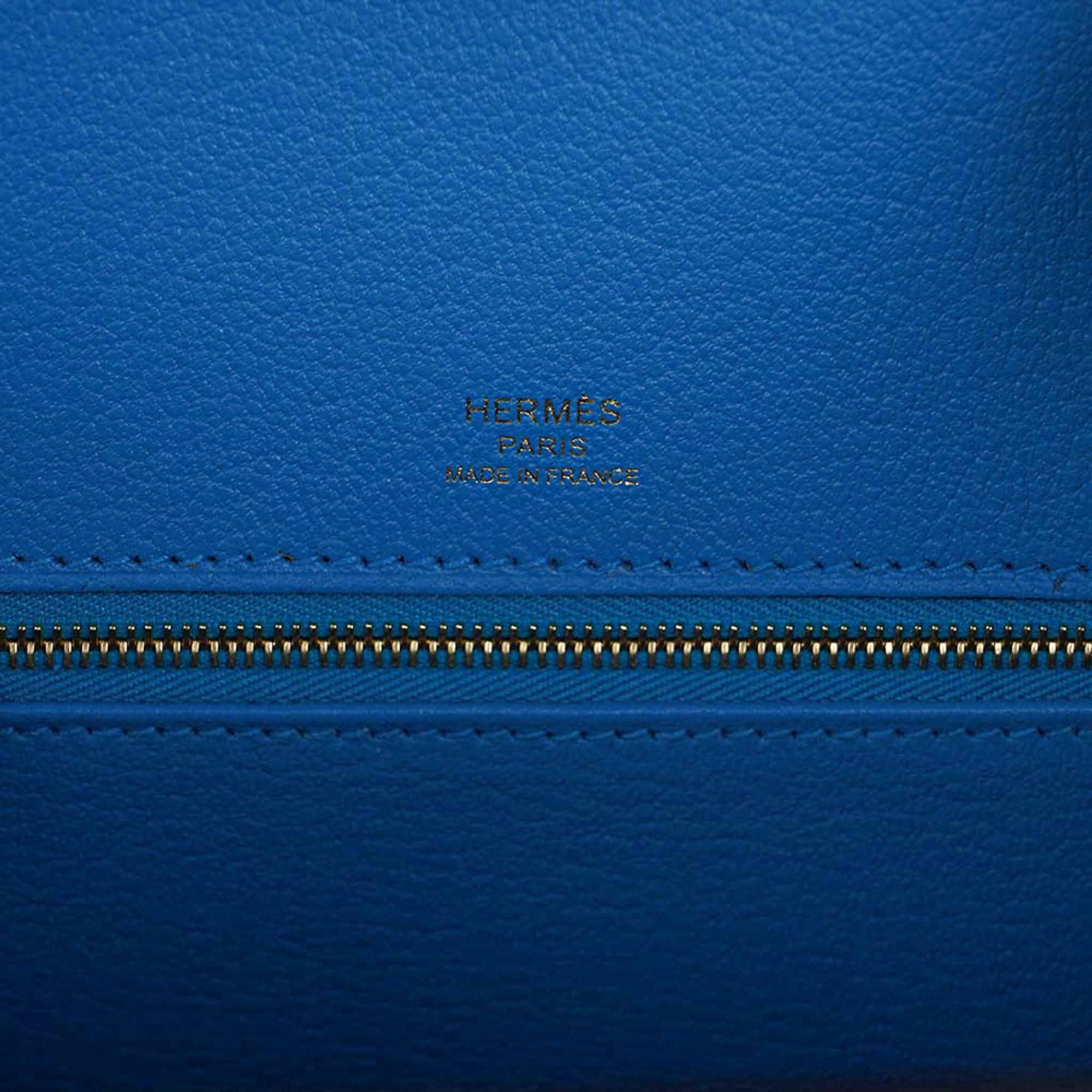 Hermes Birkin Sellier 30 Casaque Noir / Bleu Indigo / Bleu Frida Bag Epsom Gold  For Sale 3