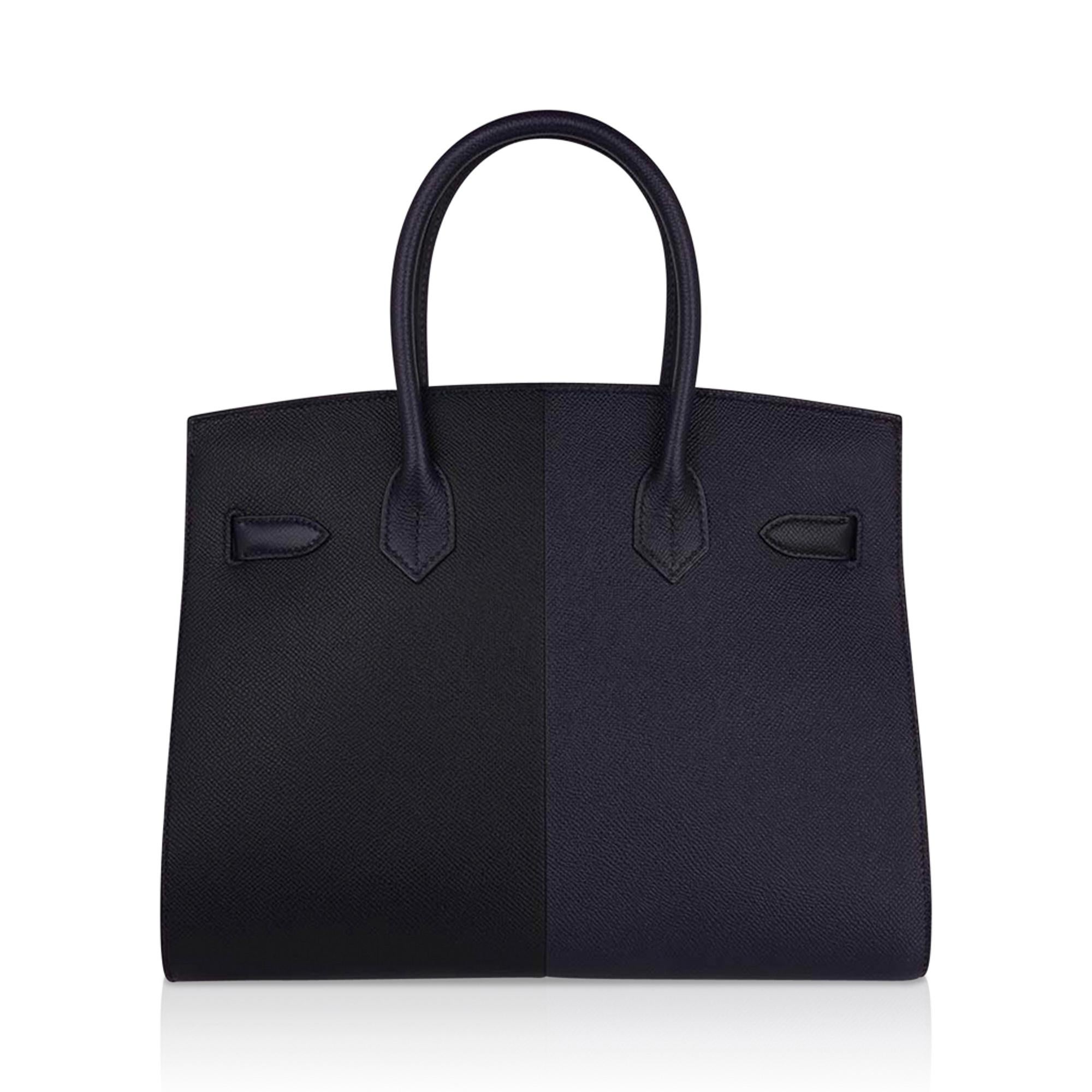 Hermes Birkin Sellier 30 Casaque Noir / Bleu Indigo / Bleu Frida Bag Epsom Gold  For Sale 1