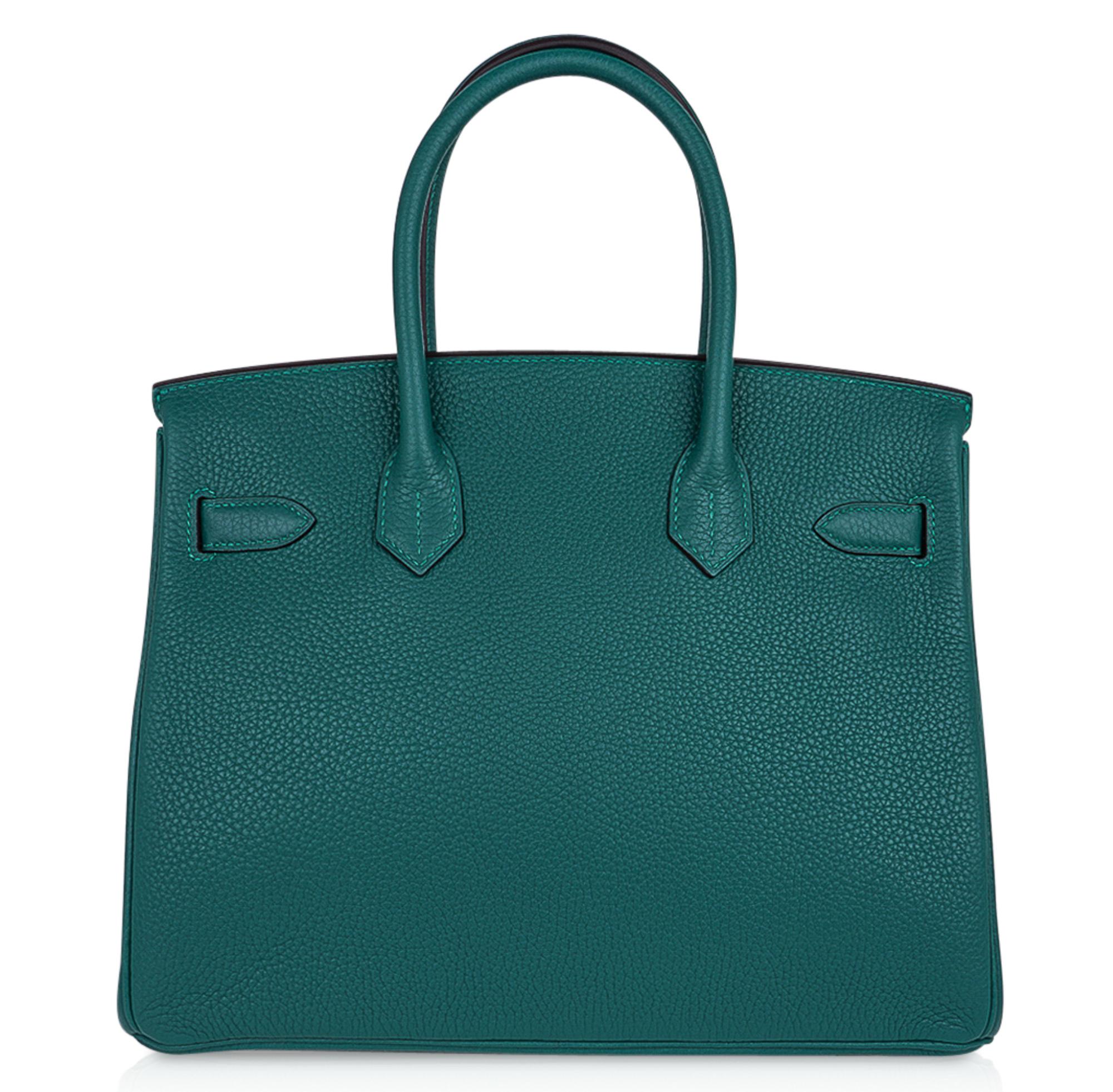 Hermes Birkin 30 Bag Malachite Exotic Emerald Toned Green Clemence Palladium 1