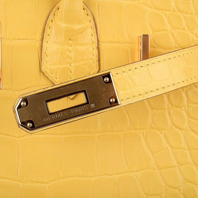 Hermes Mimosa Yellow GHW Crocodile Birkin 30 Kelly Bag – MAISON de LUXE