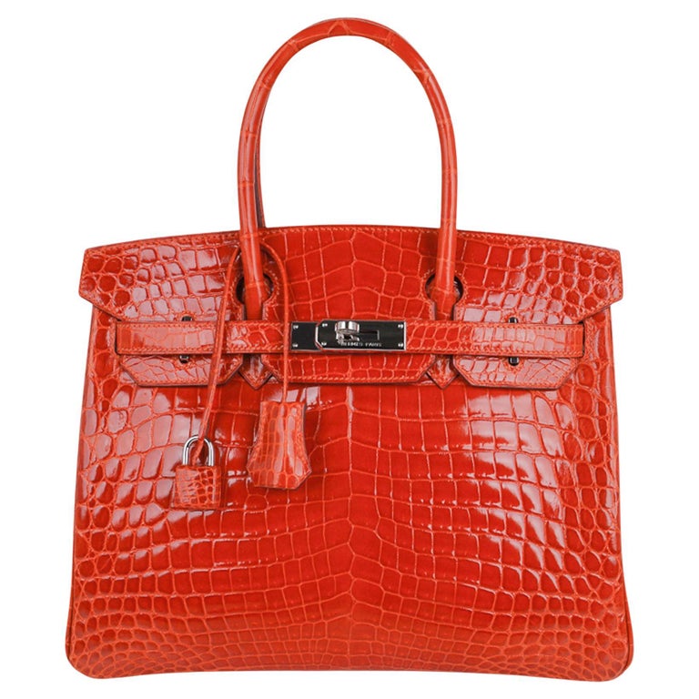 Hermes Birkin 30 Orange Crocodile Bag Palladium Hardware For Sale at  1stDibs | hermes orange crocodile bag, hermes orange crocodile birkin bag,  hermes crocodile bag orange
