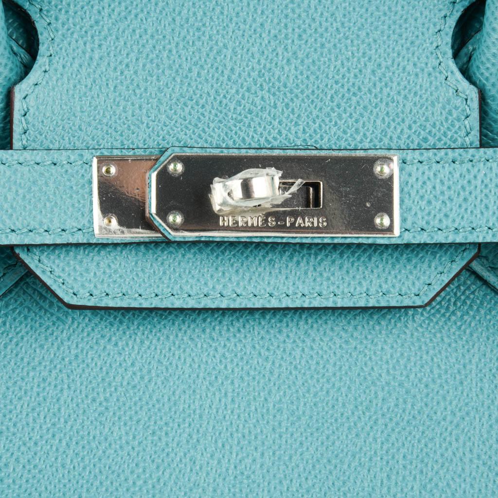 Hermes Birkin 30 Bag Rare Blue Paon Epsom Palladium Hardware 4
