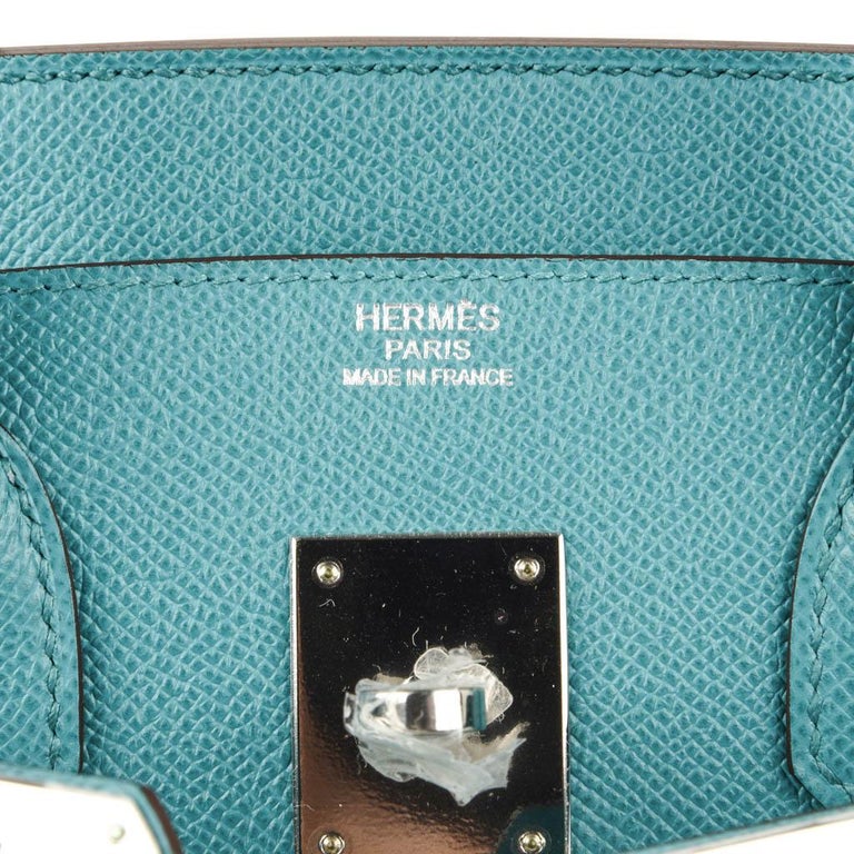 Hermes Birkin 30 Bag Rare Blue Paon Epsom Palladium Hardware at 1stDibs