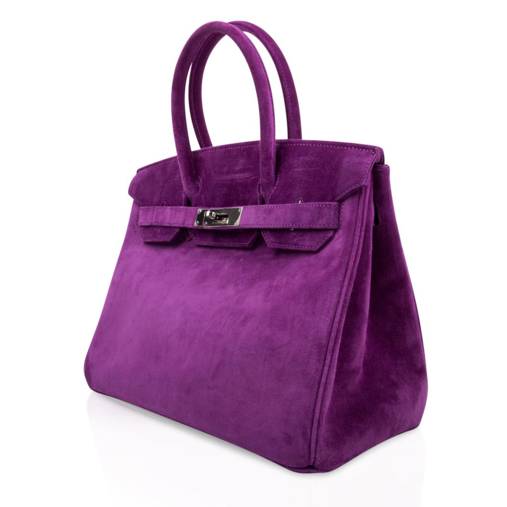 Purple Hermes Birkin 30 Bag Rare Doblis Violet Palladium Hardware