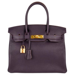 Hermes Birkin 30 Bag Rich Raisin Gold Hardware Originalfarbe Togo