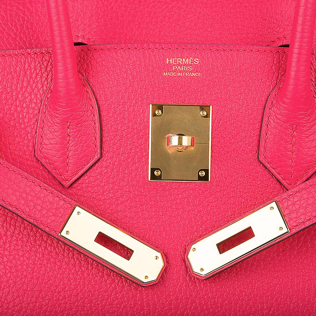 Hermes Birkin 30 Bag Rose Extreme Gold Hardware Clemence Leather For ...