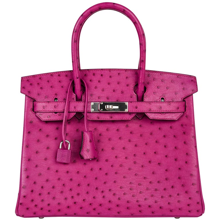Hermes Birkin 30 Bag Rose Poupre Pink Ostrich Palladium Hardware at ...
