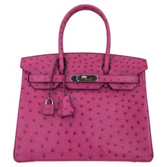 Hermes Birkin 30 Bag Rose Poupre Pink Ostrich Palladium Hardware
