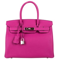 Hermes Birkin 30 Tasche Rose Pourpre Rosa Togo Palladium