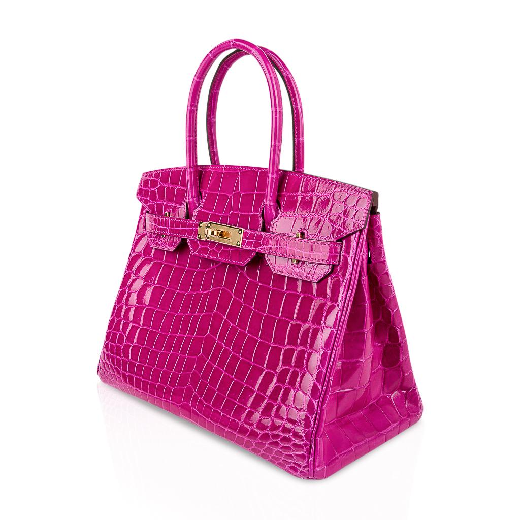Hermes Birkin 30 Bag Rose Scheherazade Pink Crocodile Gold Hardware In New Condition In Miami, FL