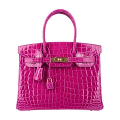 Hermes Birkin 30 Bag Rose Pourpre Pink Ostrich Palladium Hardware –  Mightychic