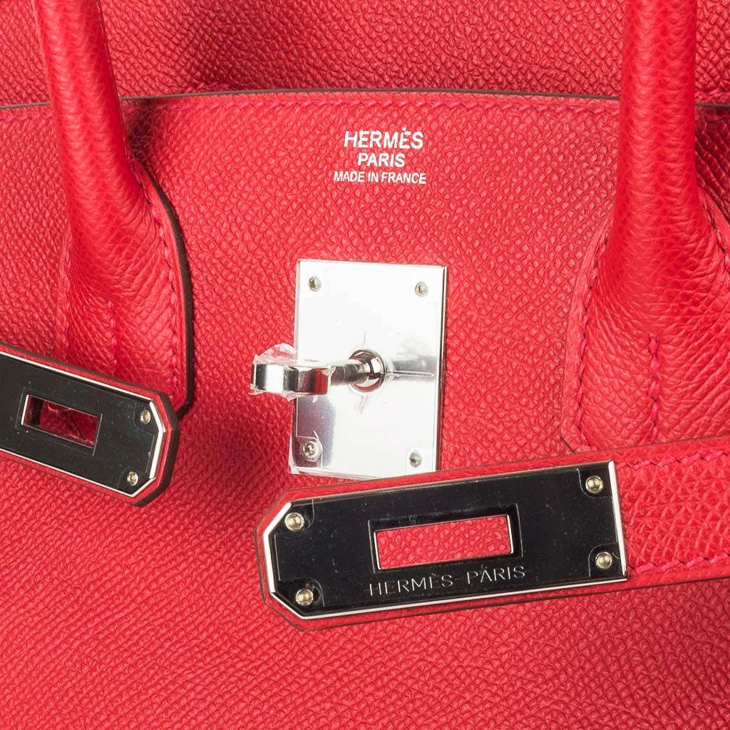 Hermes Birkin 30 Sac Rouge Casaque Epsom Palladium Hardware en vente 1