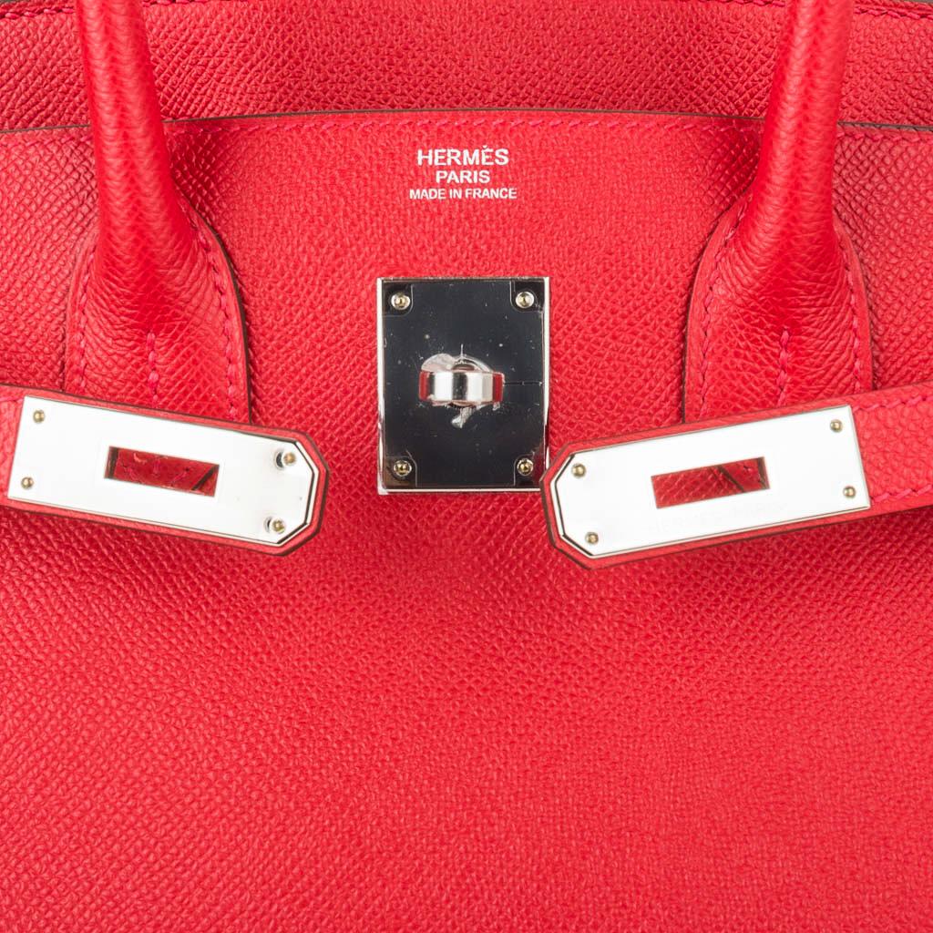 Hermes Birkin 30 Sac Rouge Casaque Epsom Palladium Hardware en vente 3