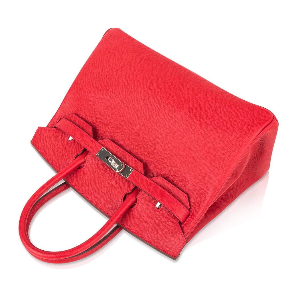 Red Hermes Birkin 30 Bag Rouge Casaque Epsom Palladium Hardware For Sale