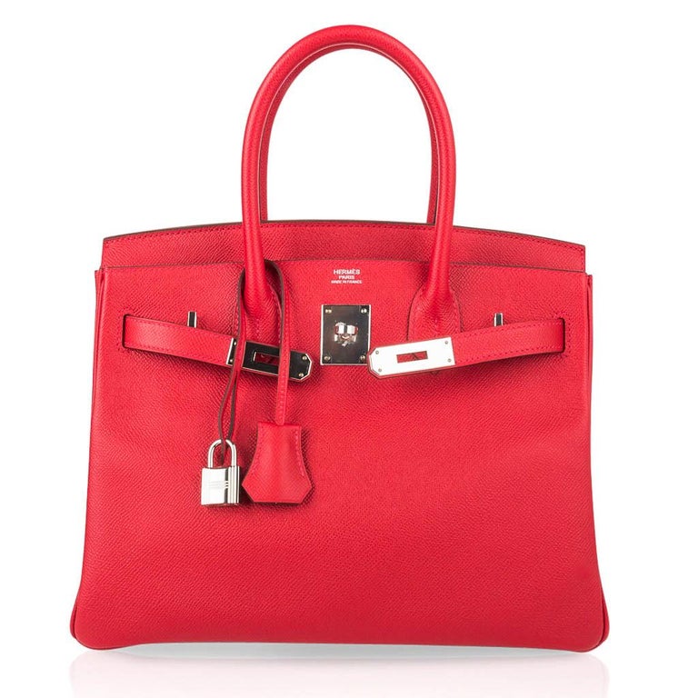 Hermes Birkin 30 Bag Rouge Casaque Epsom Leather with Palladium