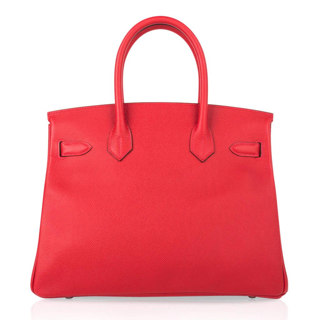 Women's Hermes Birkin 30 Bag Rouge Casaque Epsom Palladium Hardware For Sale