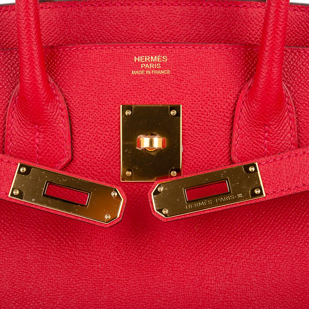 Hermes Birkin 30 Bag Rouge Casaque Gold Hardware Epsom Leather In New Condition In Miami, FL