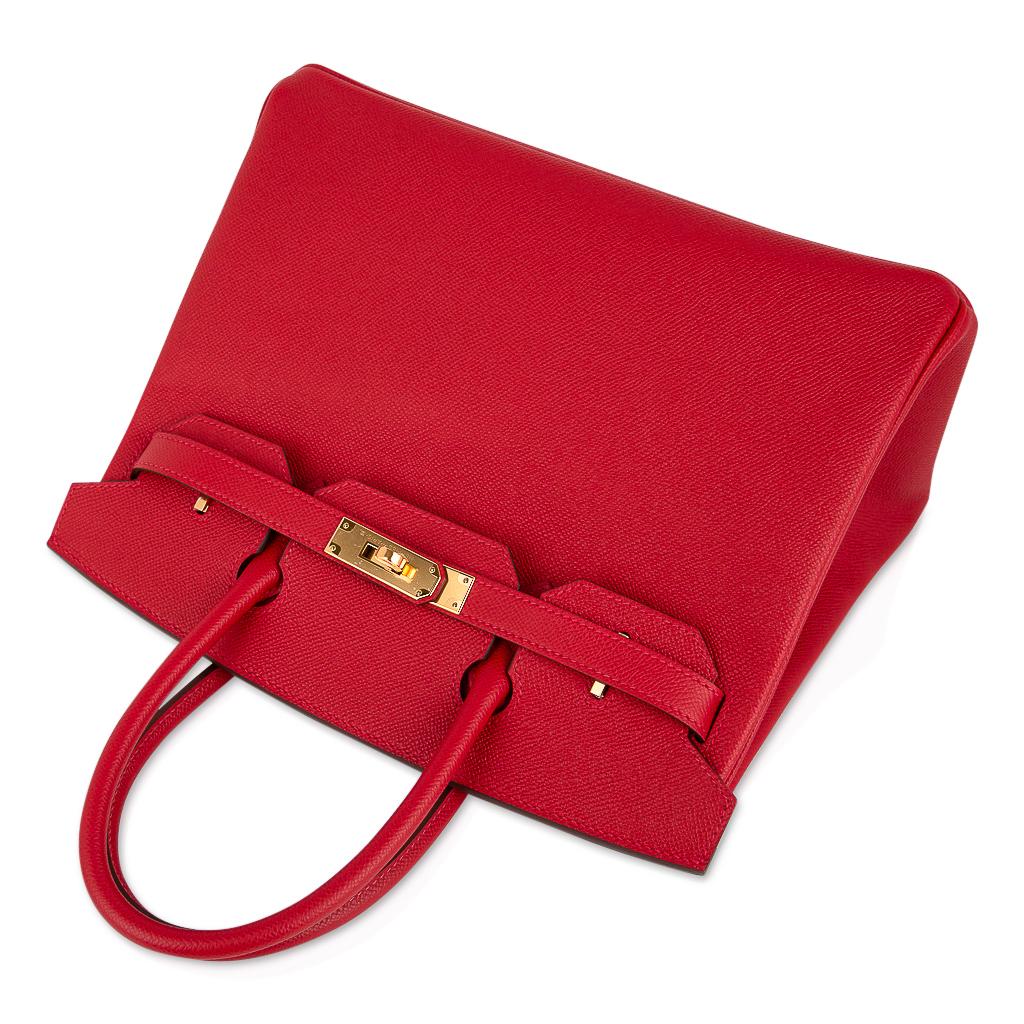 Women's Hermes Birkin 30 Bag Rouge Casaque Gold Hardware Epsom Leather