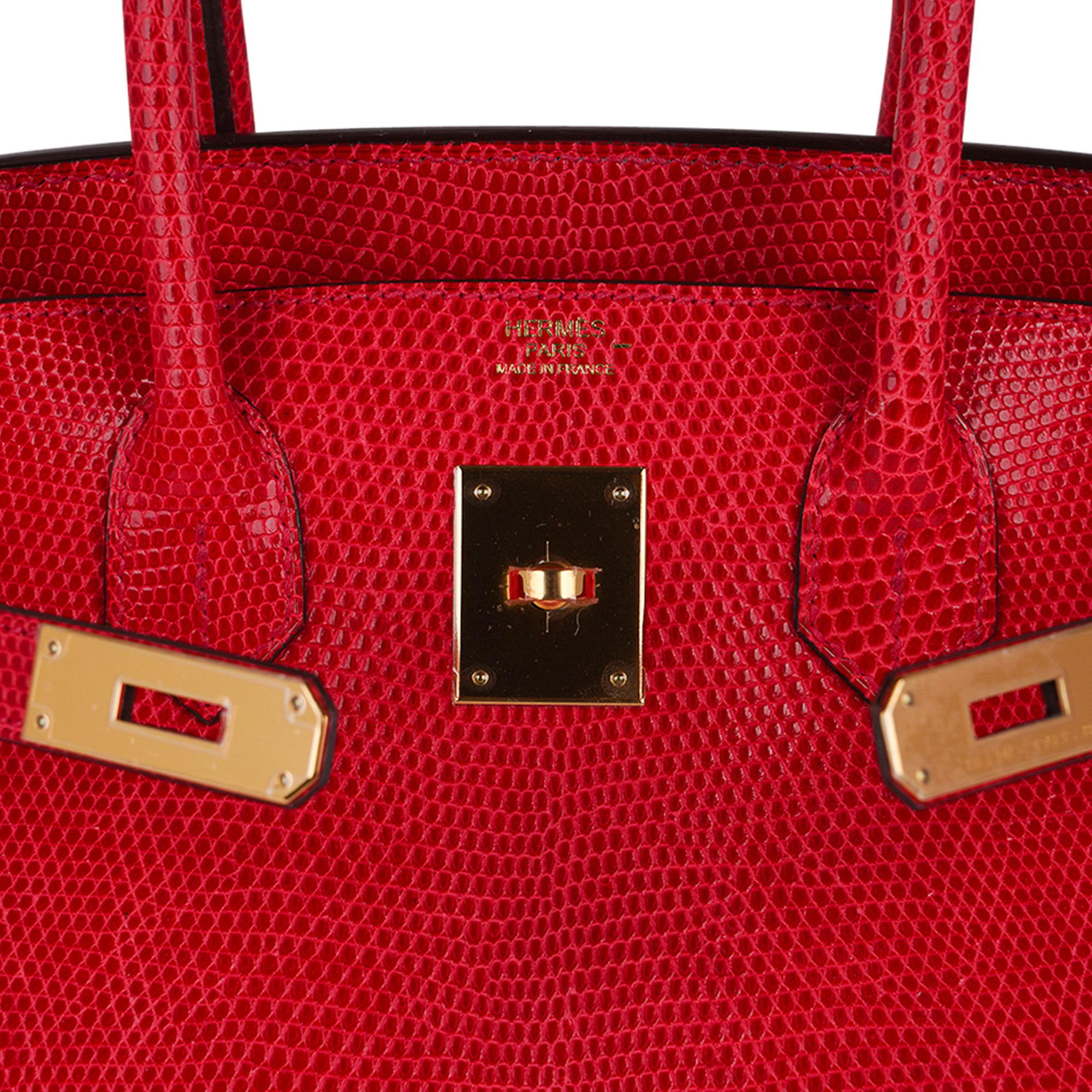 Red Hermes Birkin 30 Bag Rouge Exotique Lizard Limited Edition Gold Hardware Rare