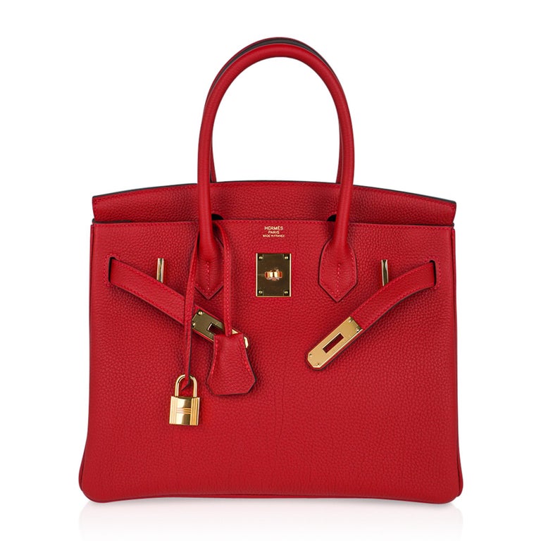 Hermes Birkin 30 Bag Rouge Vif Togo Gold Hardware Perfect Lipstick Red For  Sale at 1stDibs | red birkin bag, red hermes bag, birkin bag red