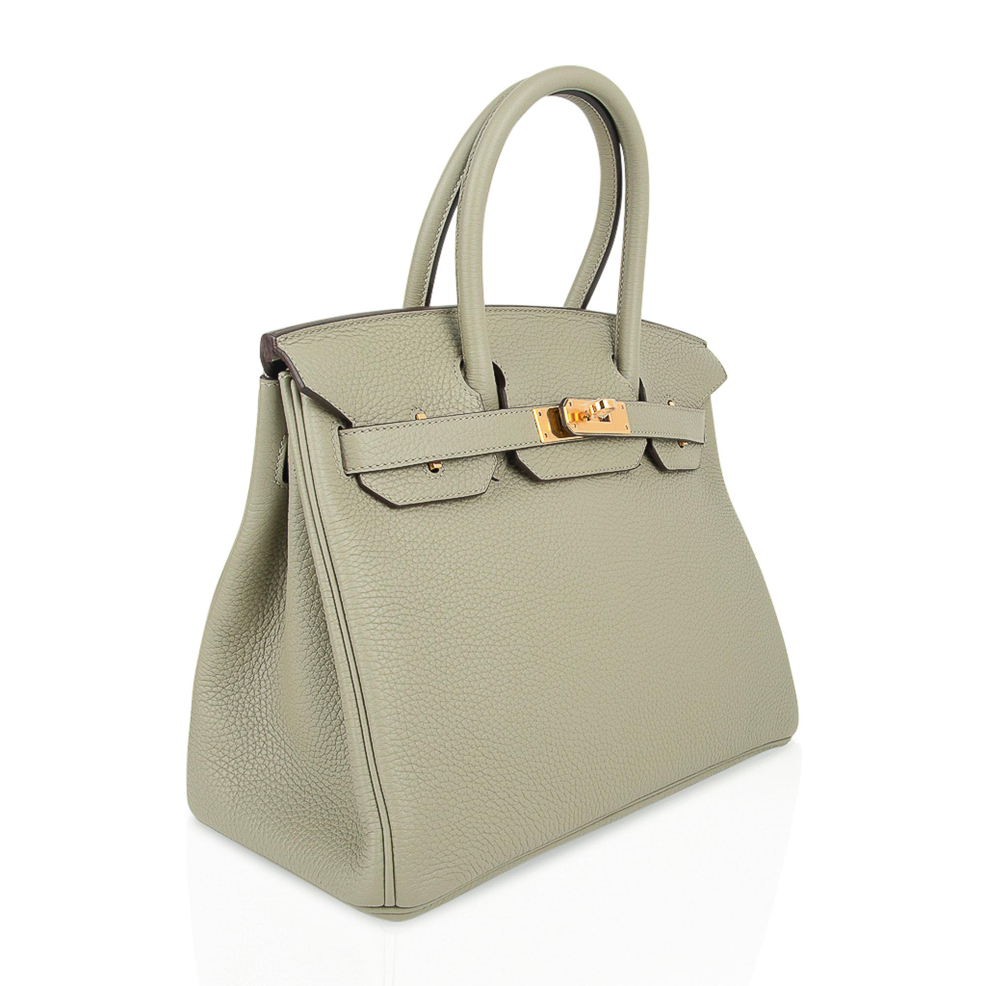 Hermes Birkin 30 Tasche Salbei Gold Hardware Clemence Leder Damen