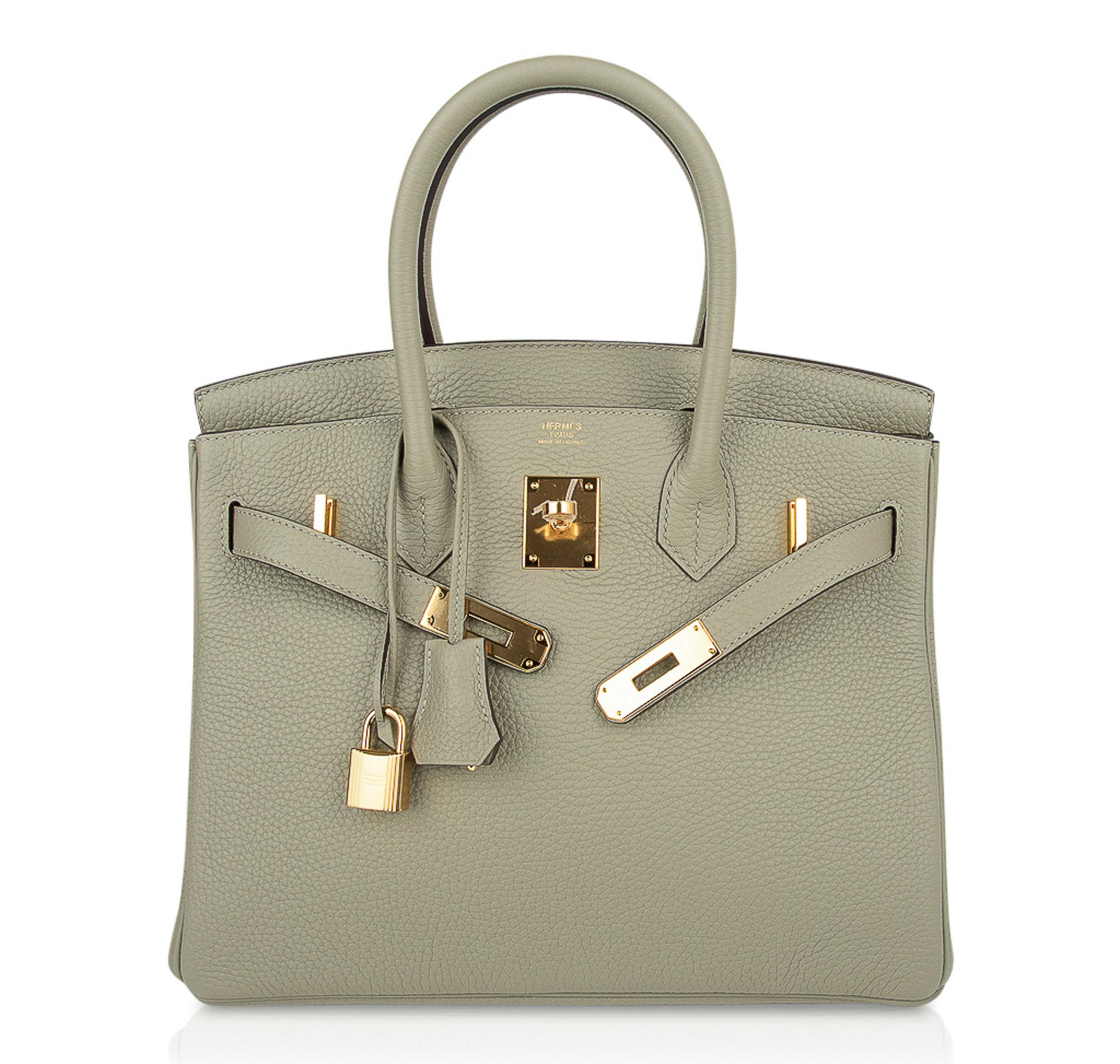 Women's Hermes Birkin 30 Bag Sage Gold Hardware Clemence Leather