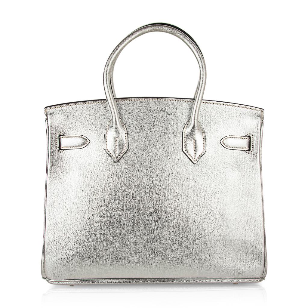 Hermes Birkin 30 Bag Silver Metallic Chevre Palladium Hardware Limited Edition 3