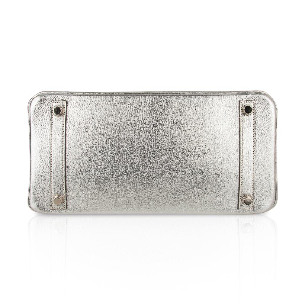 Hermes Birkin 30 Bag Silver Metallic Chevre Palladium Hardware Limited Edition 4