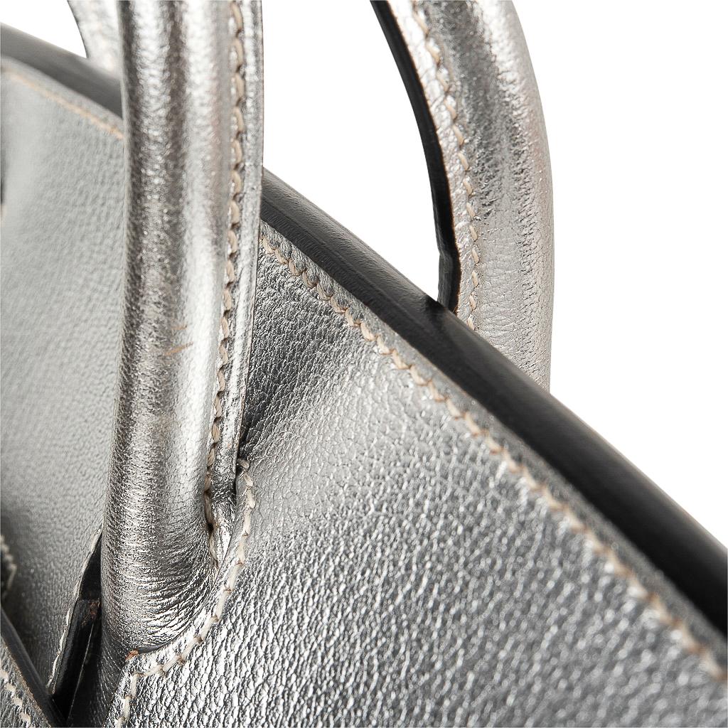 Hermes Birkin 30 Bag Silver Metallic Chevre Palladium Hardware Limited Edition 5