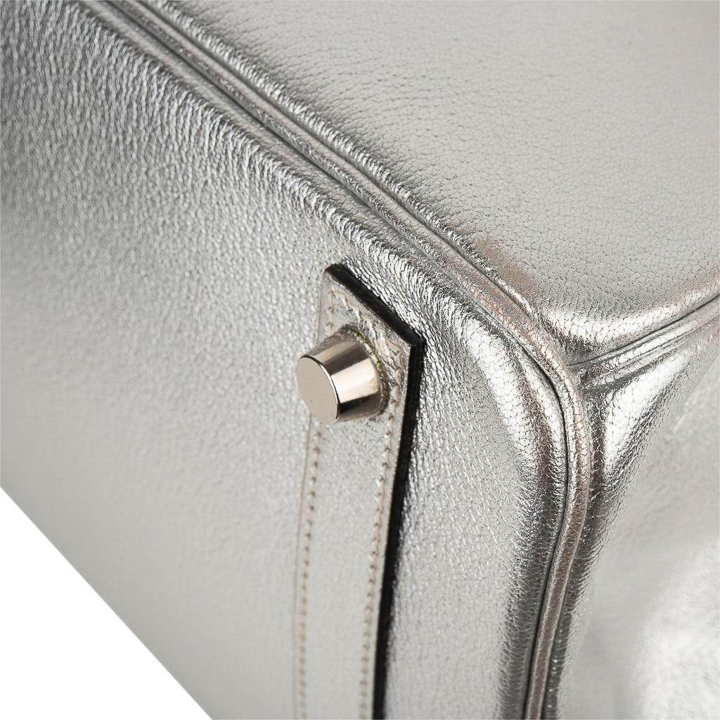 Hermes Birkin 30 Bag Silver Metallic Chevre Palladium Hardware Limited Edition 6