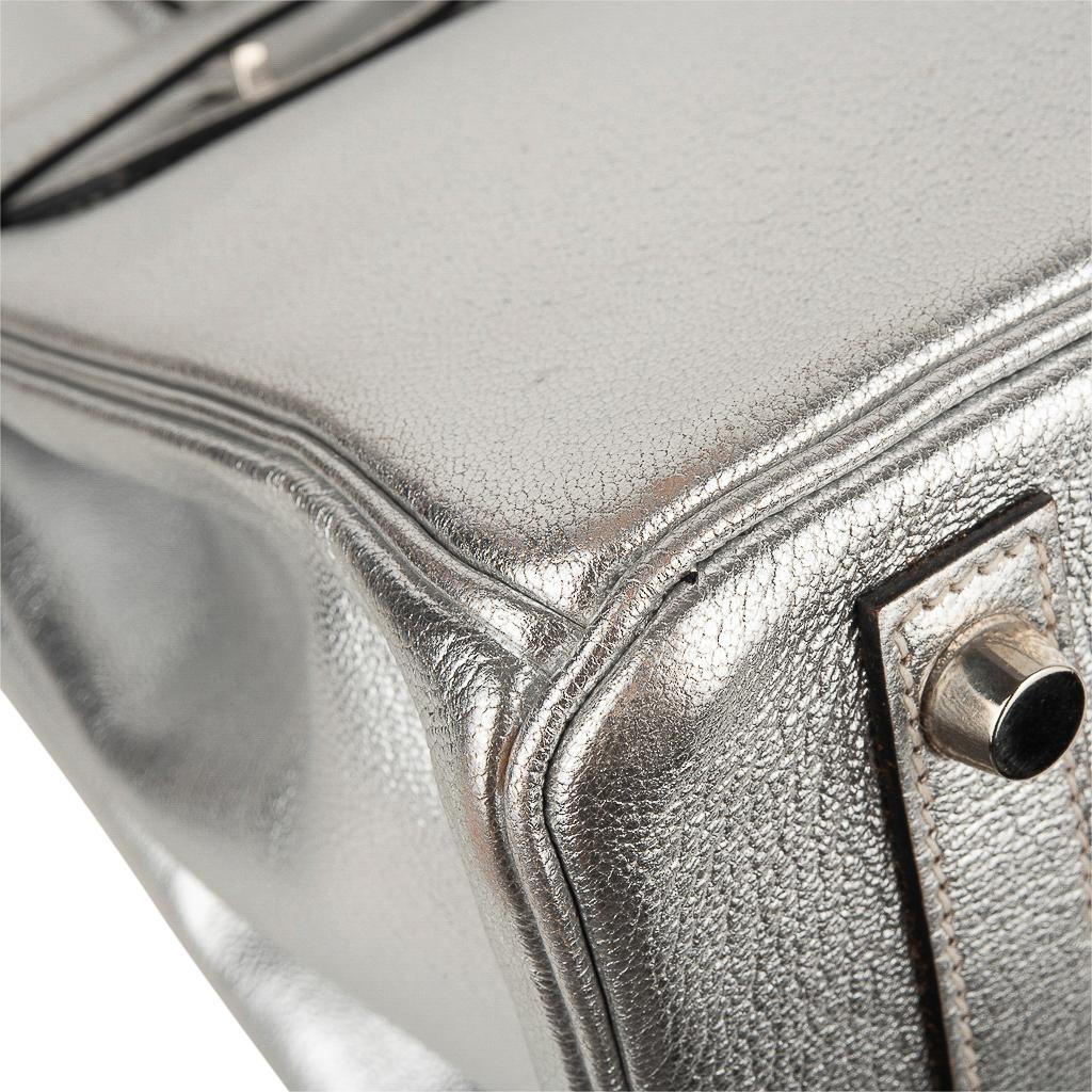Hermes Birkin 30 Bag Silver Metallic Chevre Palladium Hardware Limited Edition 8