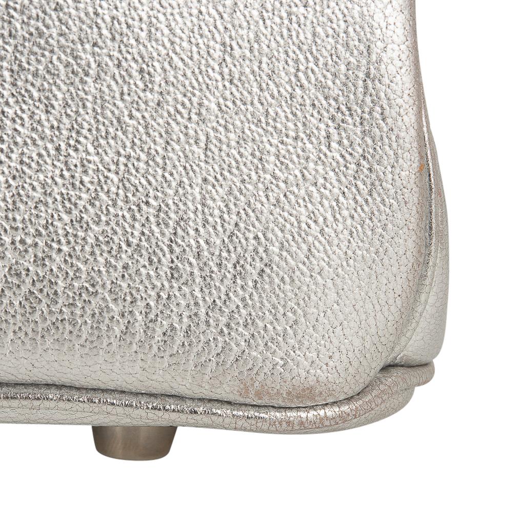 Hermes Birkin 30 Bag Silver Metallic Chevre Palladium Hardware Limited Edition 12