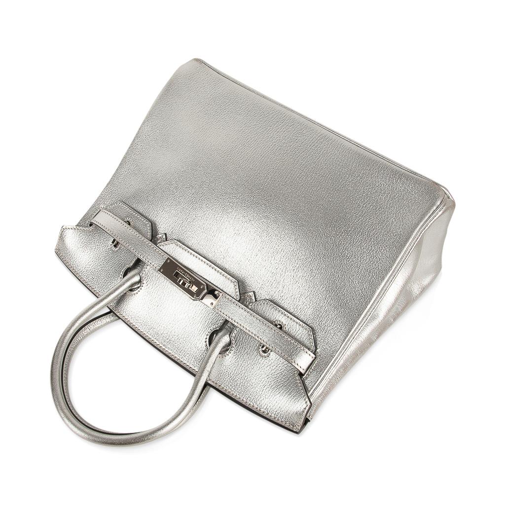 Women's Hermes Birkin 30 Bag Silver Metallic Chevre Palladium Hardware Limited Edition