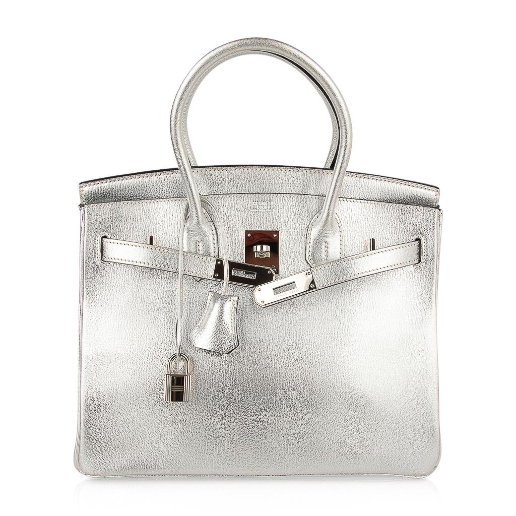 Hermes Birkin 30 Bag Silver Metallic Chevre Palladium Hardware Limited Edition 2