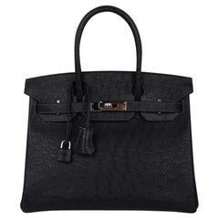 Hermes Birkin HSS 30 Bag Sleek Black Ostrich Palladium Hardware