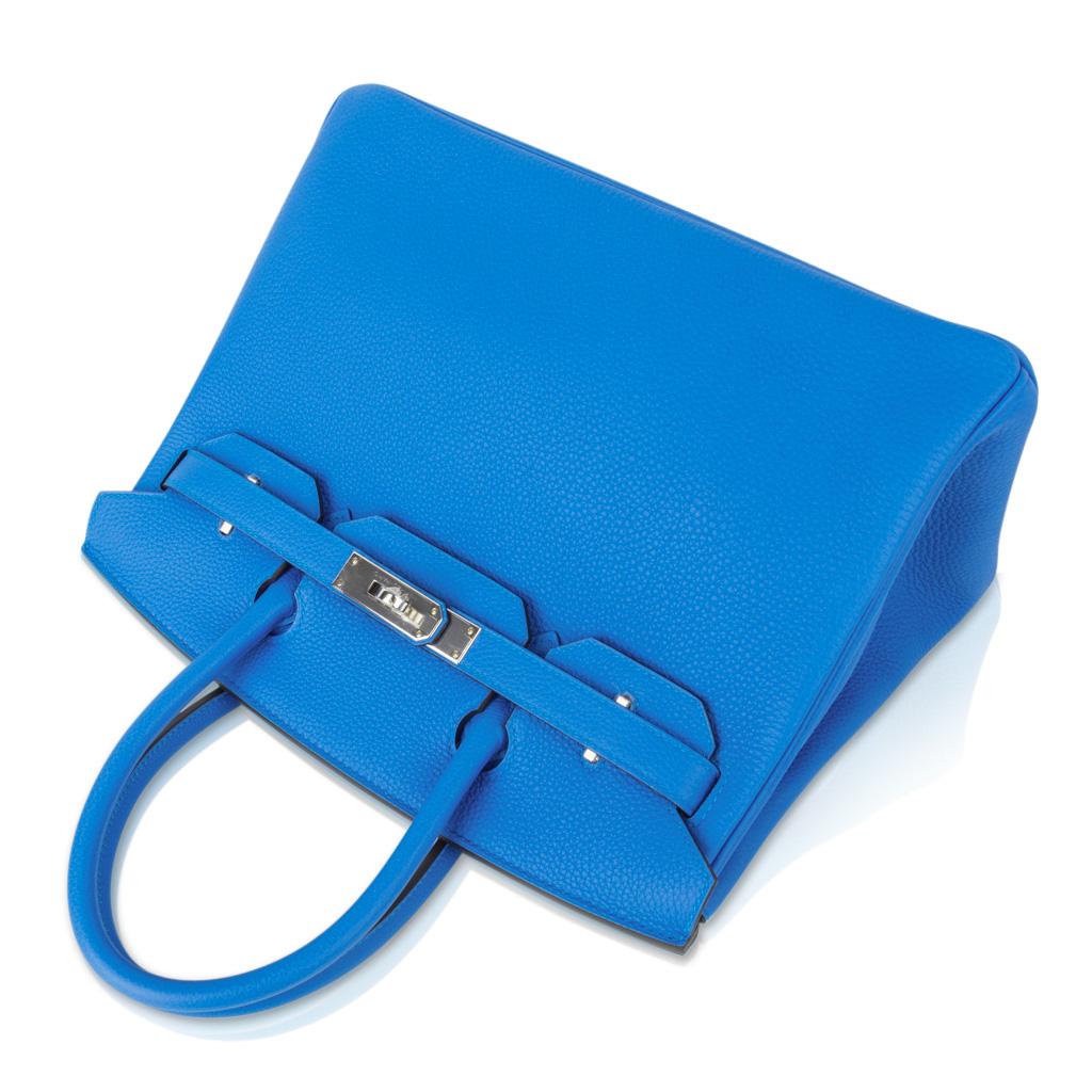 Hermes Birkin 30 Bag Verso Blue Zanzibar Malachite Togo Palladium Hardware In New Condition In Miami, FL