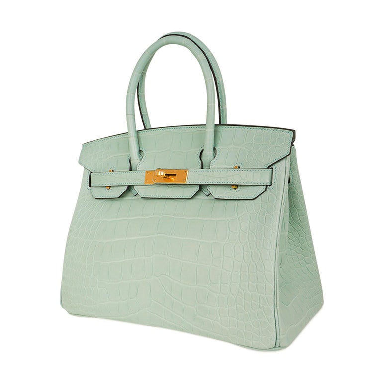 HERMES BIRKIN 25 Green Vert Cypress Togo Matt Alligator Leather Top Handle  Bag For Sale at 1stDibs