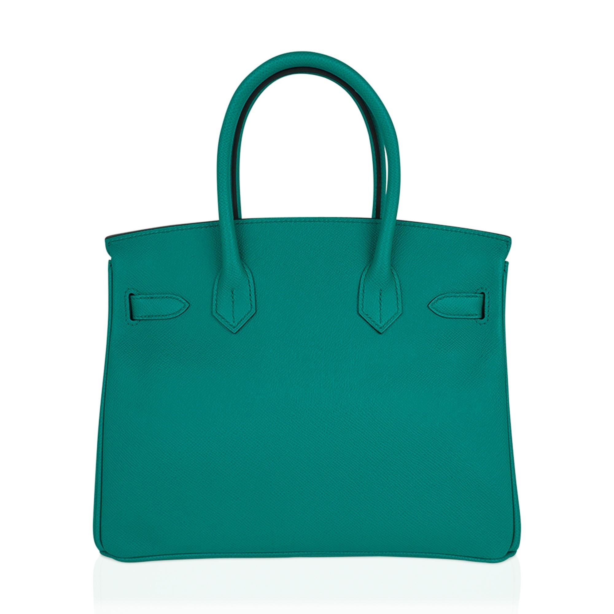 Blue Hermes Birkin 30 Bag Vert Jade Gold Hardware Epsom Leather For Sale