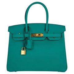 Hermes Birkin 30 Sac Vert Jade Gold Hardware Epsom Leather